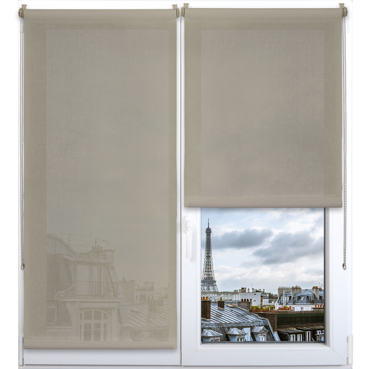 Estore em tecido translúcido bege 57x180cm