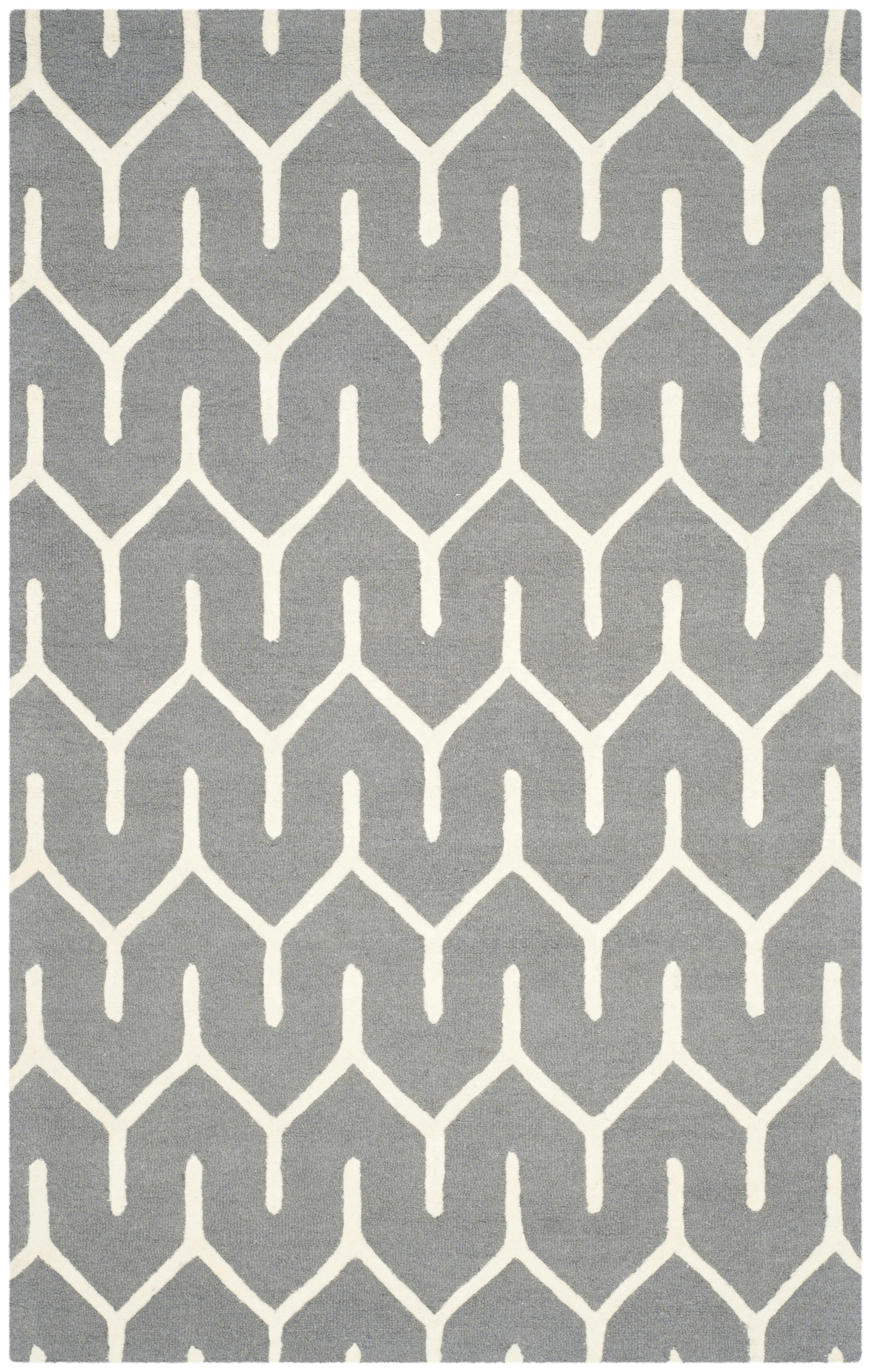 CAMBRIDGE - Tapis de salon interieur en  gris fonce & ivoire, 183 x 274 cm