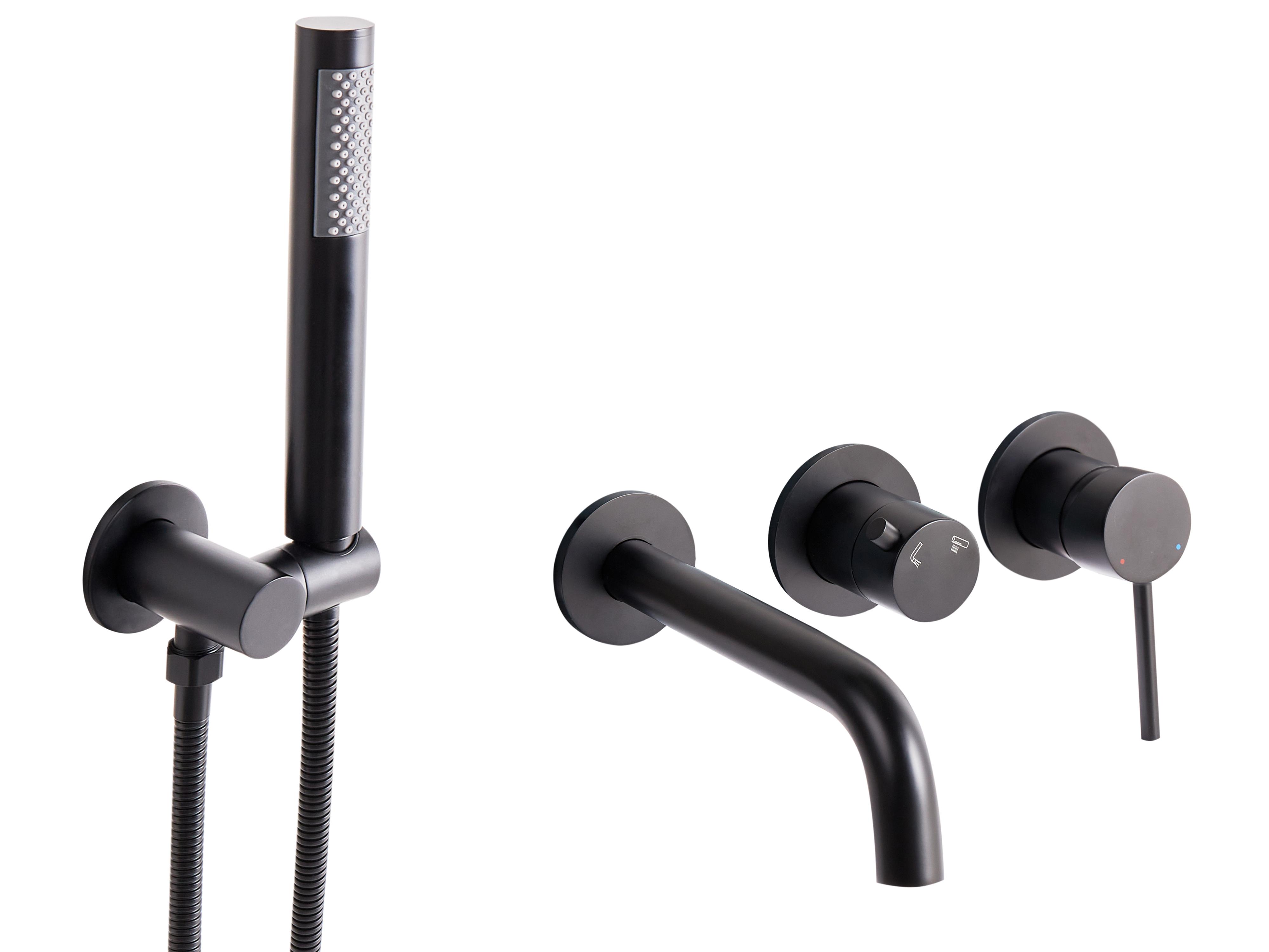 Wall Mounted Bath Shower Mixer Tap JAVIRA Black