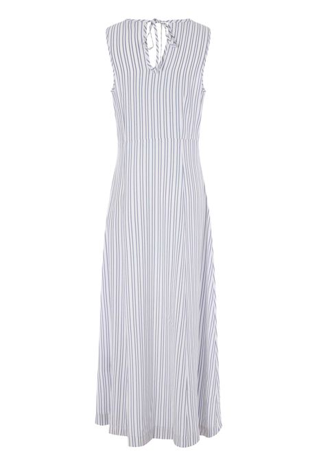 Womens Blue Stripe Curved Seam Maxi Dress