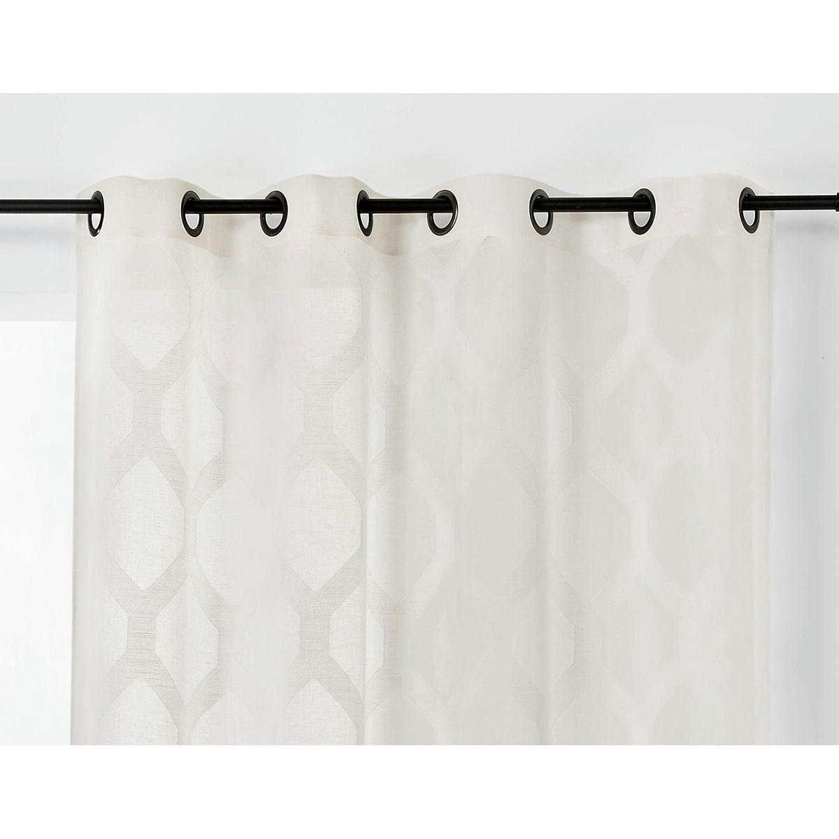 - Voilage à motifs géométriques verticaux polyester ecru 140x250 cm
