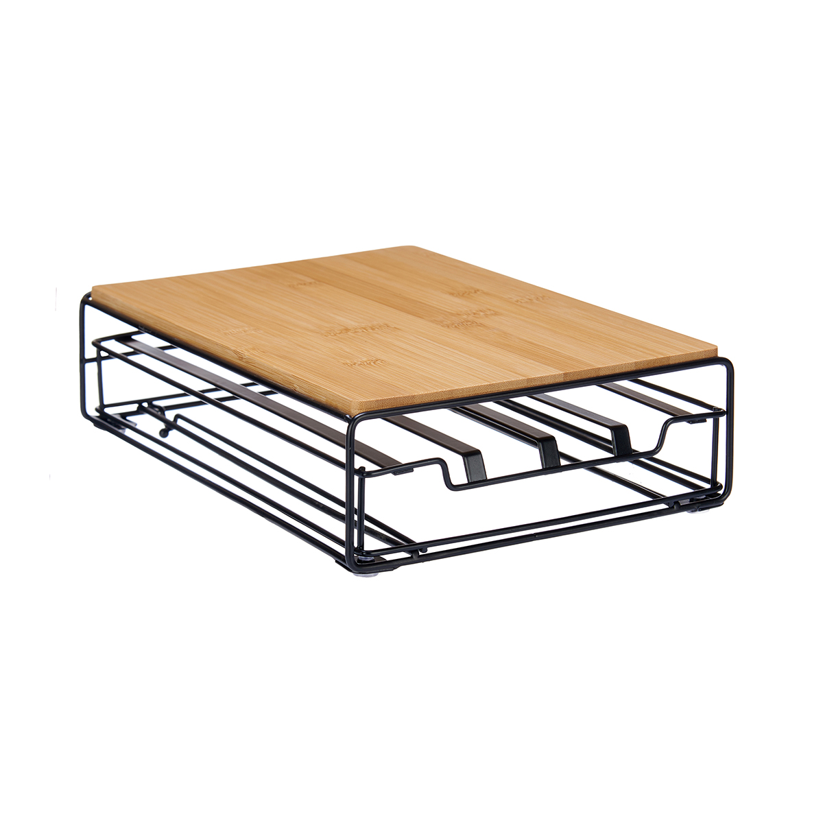Suporte para 32 cápsulas em metal e bambu