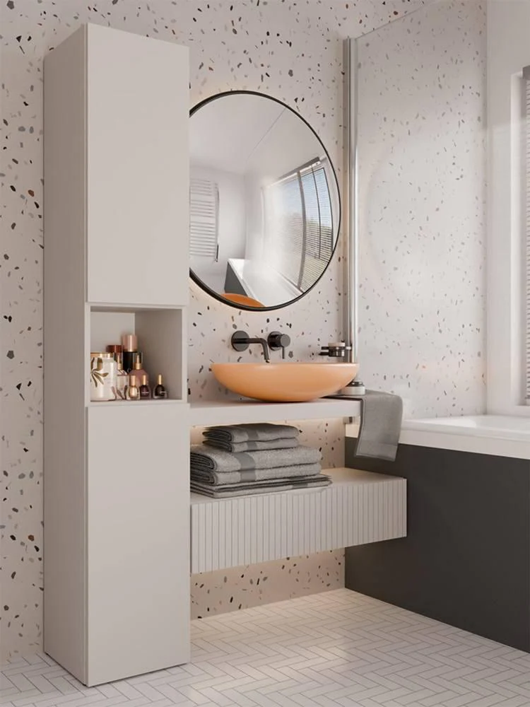 Badkamerkast Nolo met wasmand en open vak