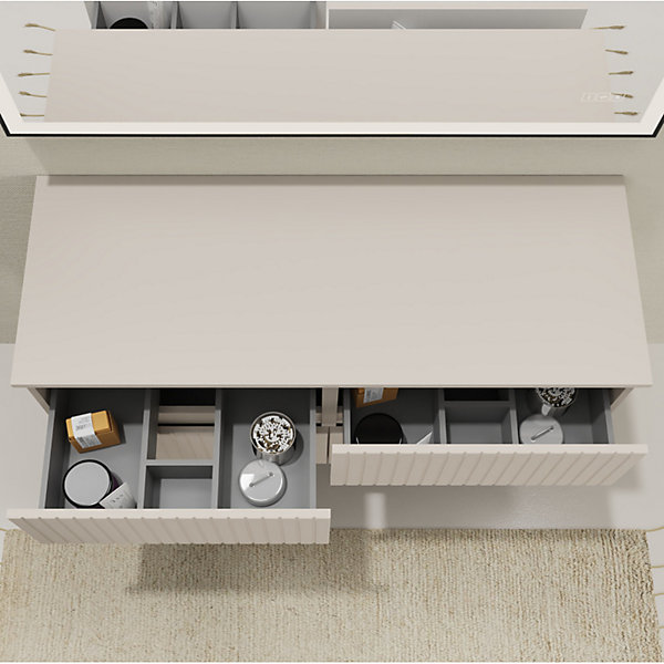 Meuble salle de bain strié 120 cm pour vasque à poser - Beige cachemire mat - A suspendre - Karaib 2