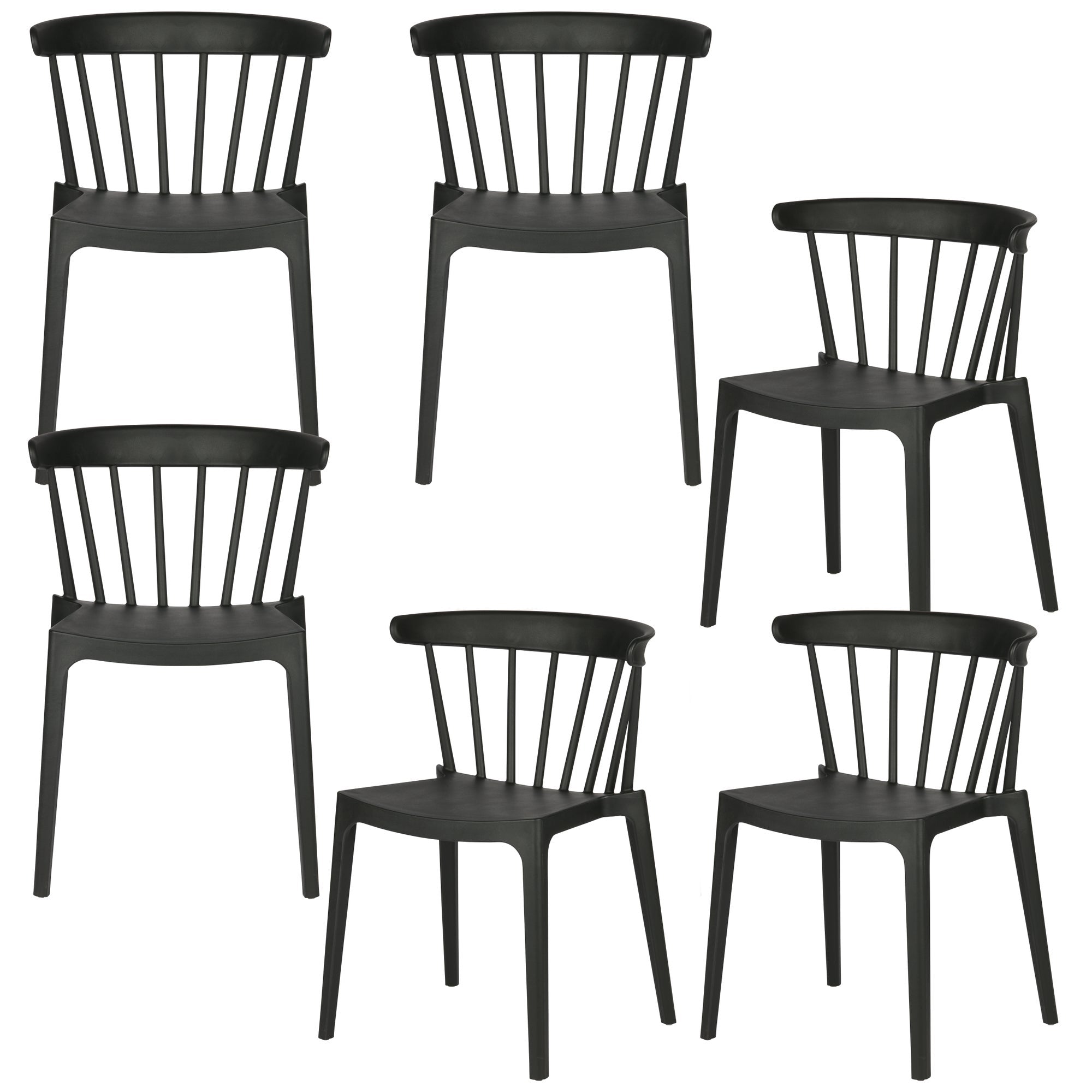 WOOOD tuinstoel Bliss - Kunststof - Zwart - Set van 6
