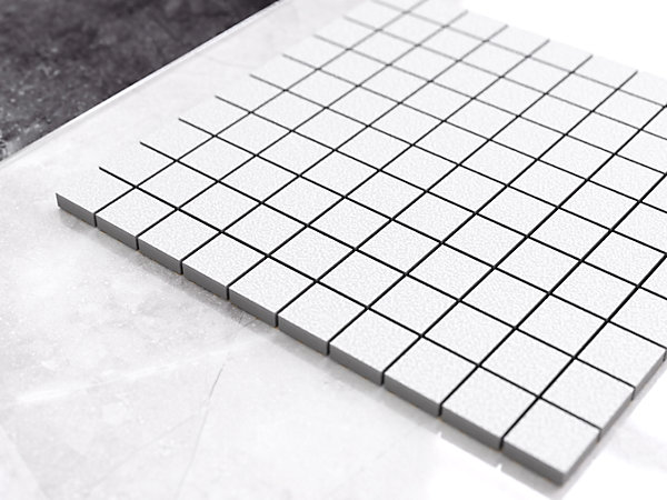 Mosaïque en gres sur maille pour salle de bain ou cuisine 30 cm x 30 cm - White chalk