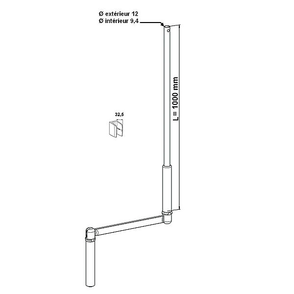 Manivelle blanche de volet roulant 1300 mm 12 mm