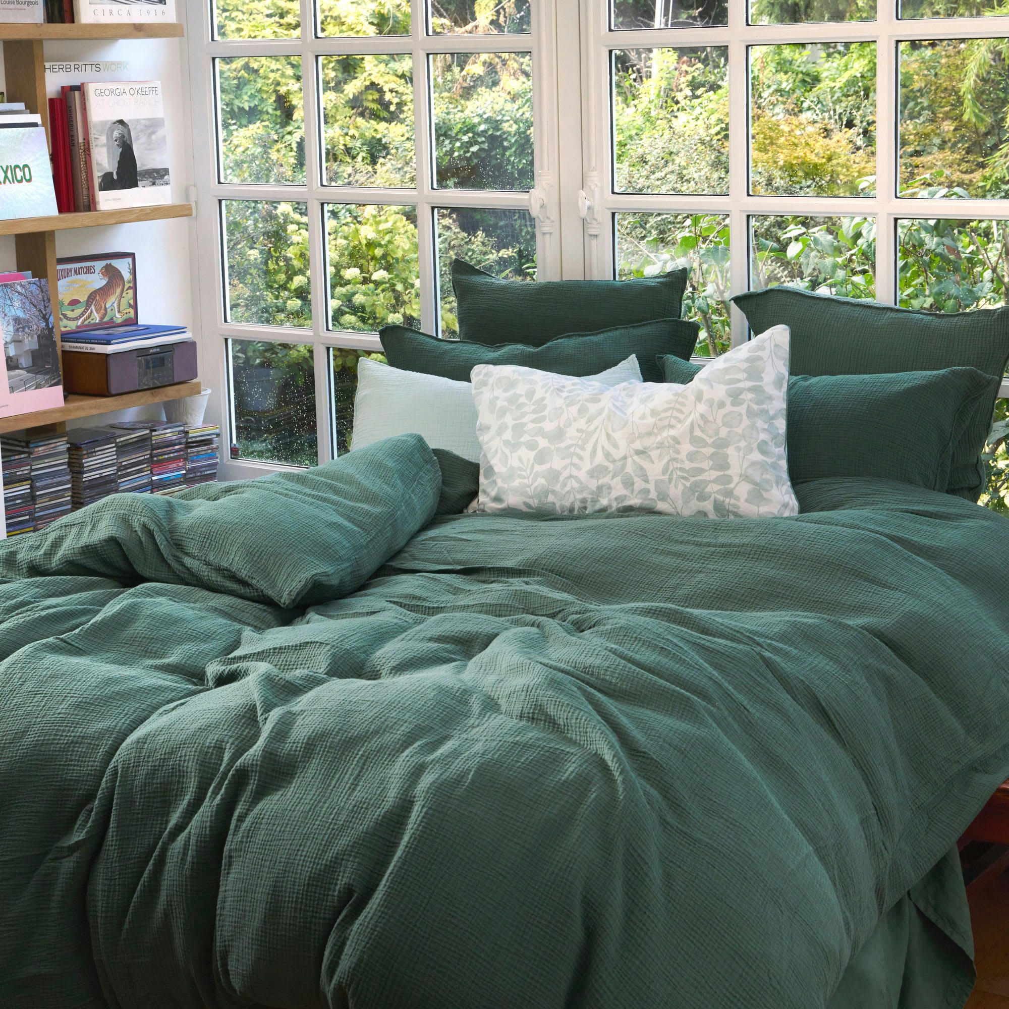 SIMPLEMENT GAUFRÉ - Housse de couette en gaze de coton 260x240cm Cyprès