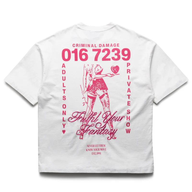 Criminal Damage Fantasy Fulfilled Tee - Off White/Pink