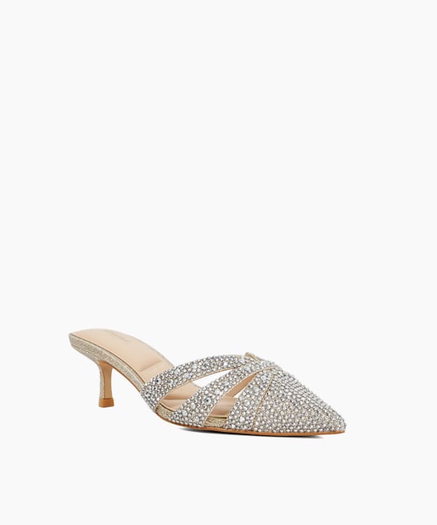 Calla Gold - Crystal-Embellished Heeled Mules