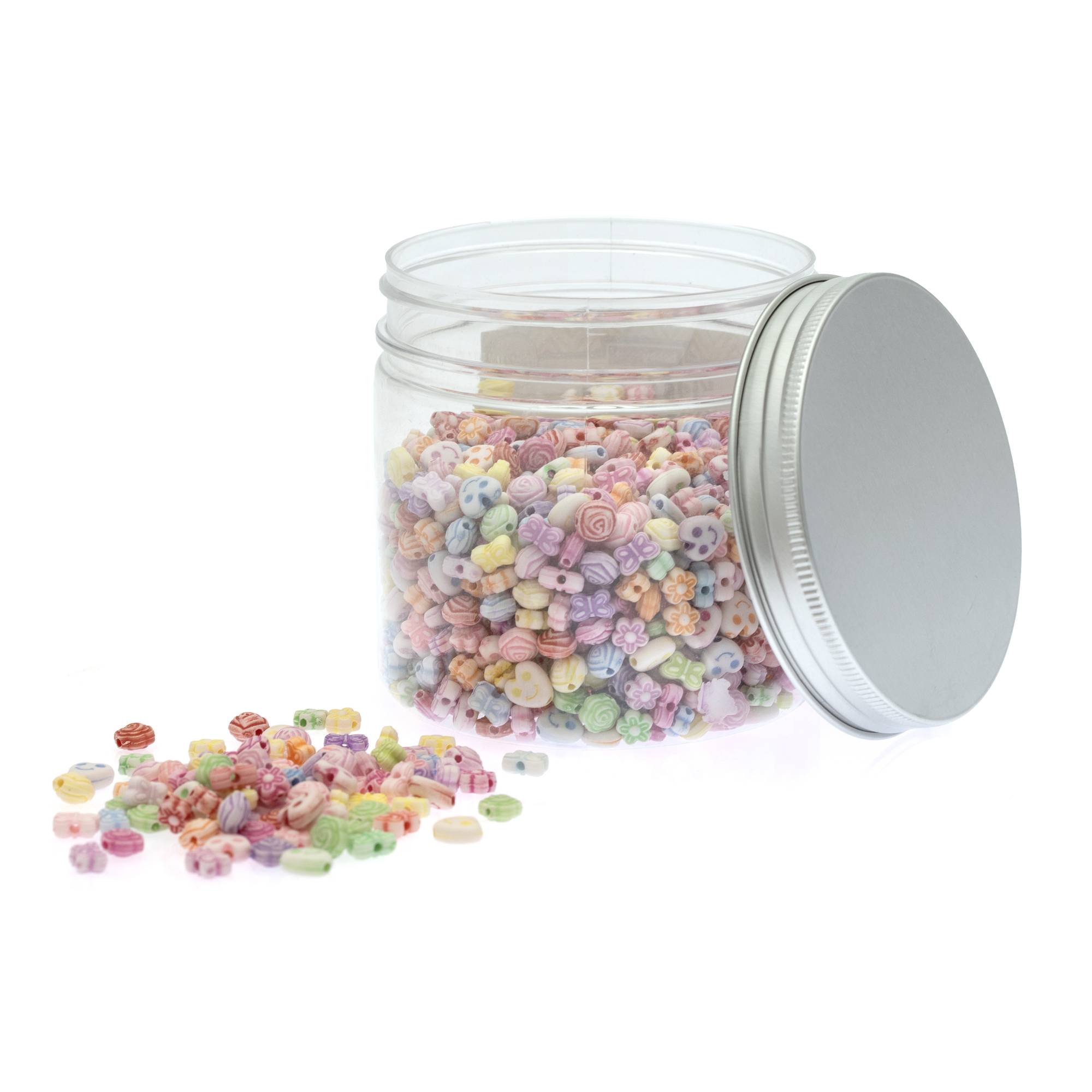 Pastel Heart, Flower and Butterfly Beads Tub