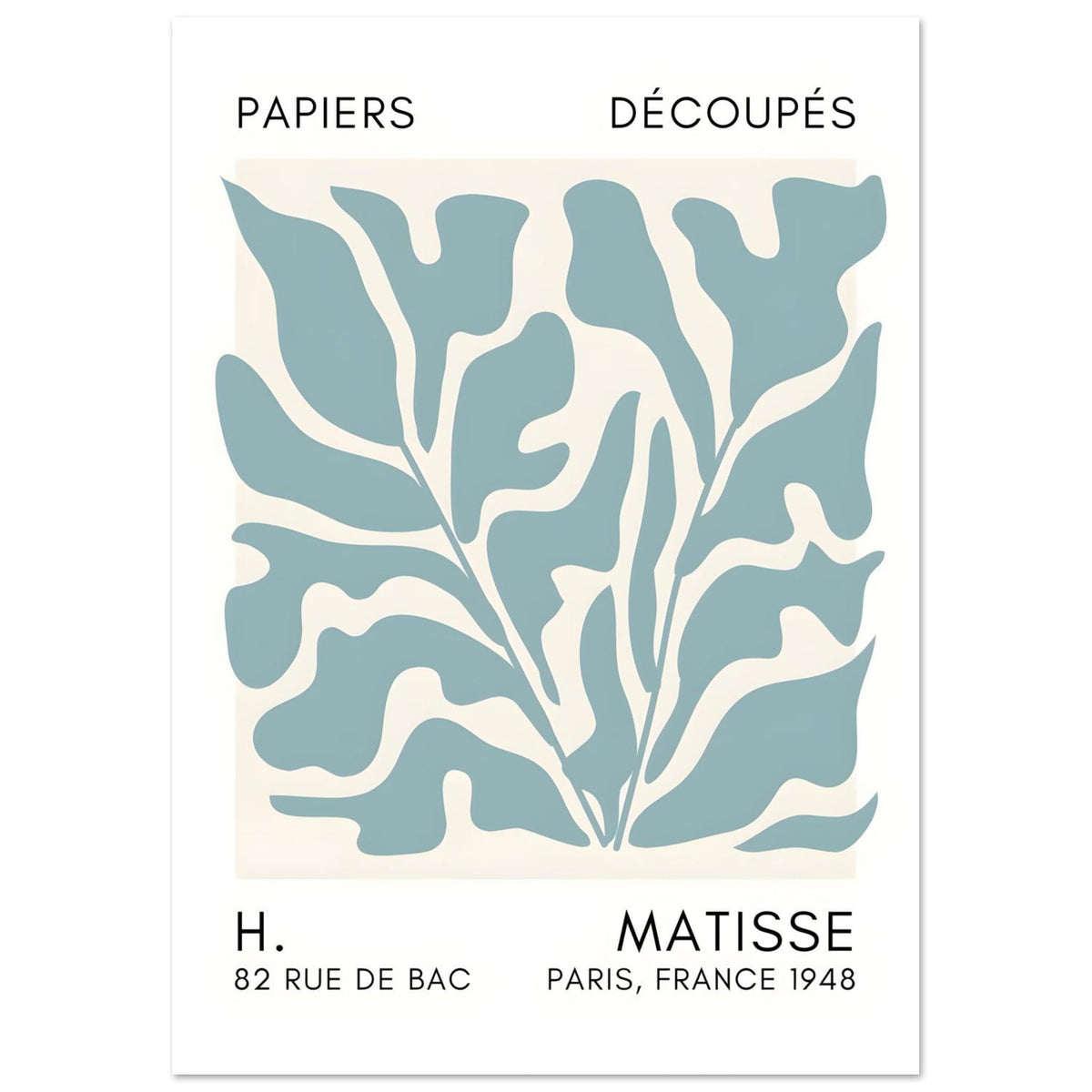 Artfulprints Poster Matisse – Seabed shapes turquoise  - A4 21x29.7 cm - Turquoise