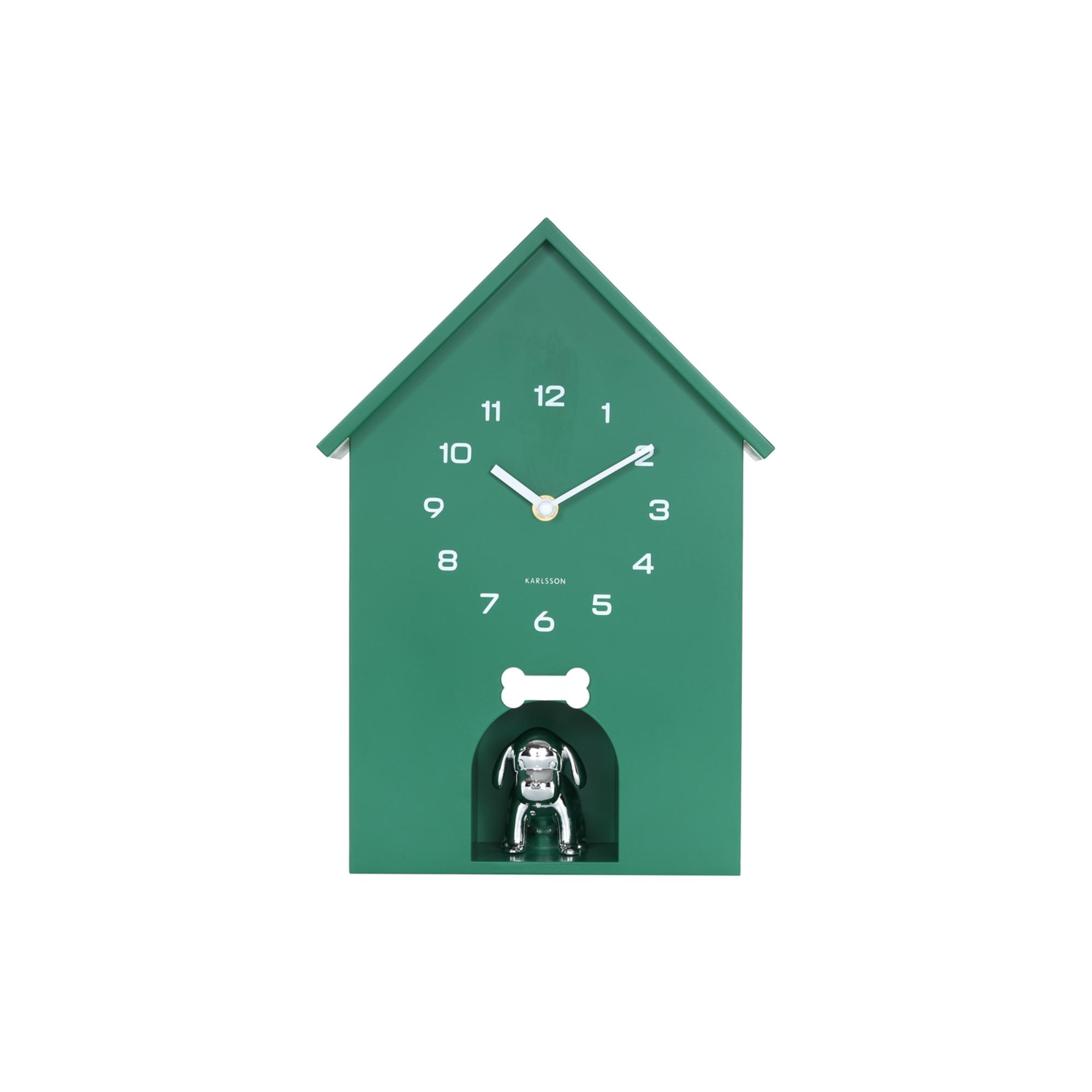 Karlsson wandklok Dog House - groen - 24.9x9x27cm