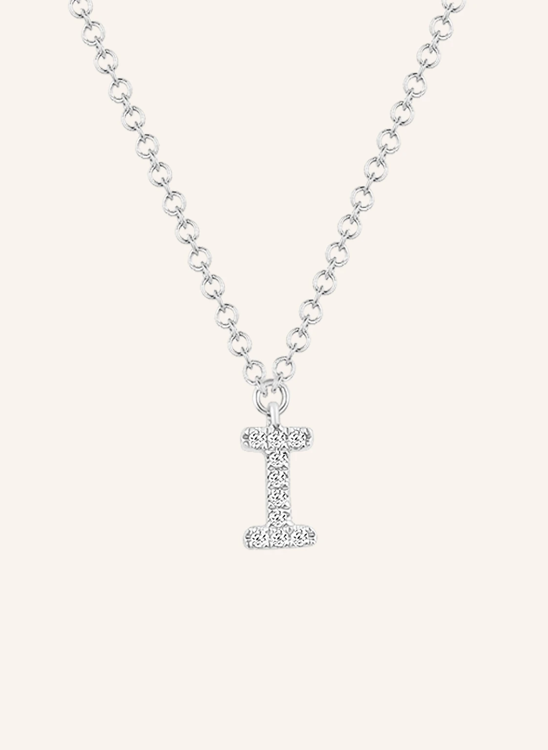 Leaf INITIALIEN Halskette „I“ aus 14 Karat Weißgold mit Diamanten