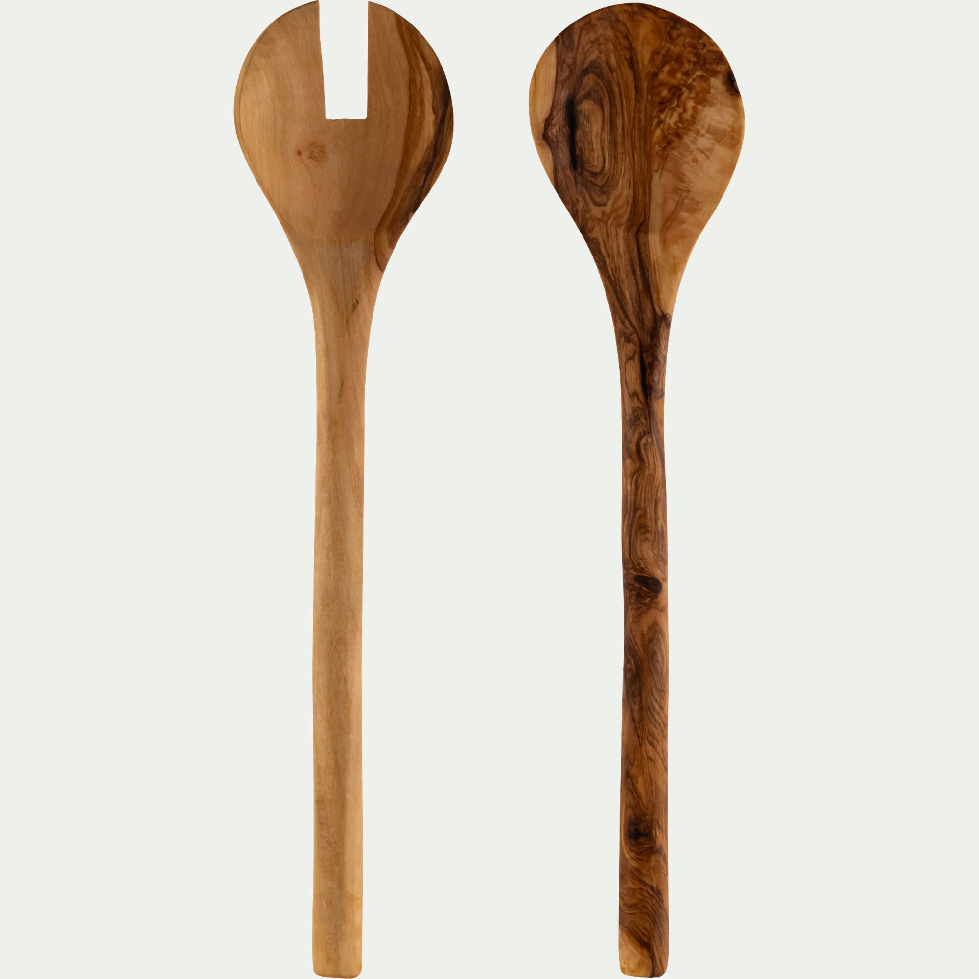 OLIVIA - Couverts à salade en bois d'olivier - bois foncé