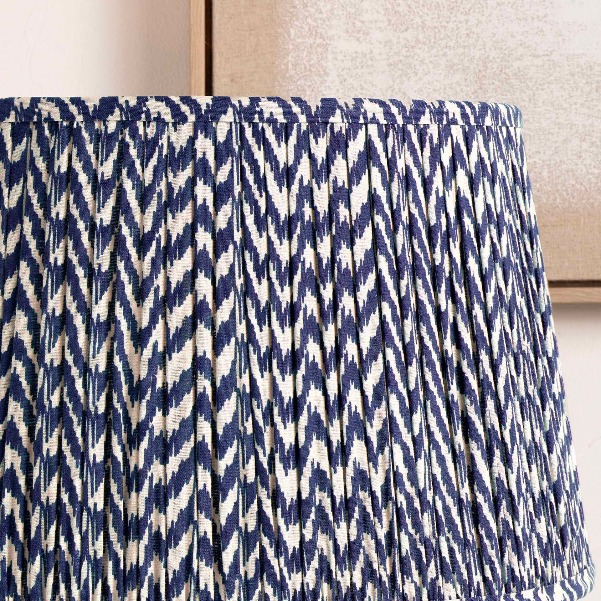 Ruma Navy Blue Chevron Tapered Pleat Shade for Floor Lamps