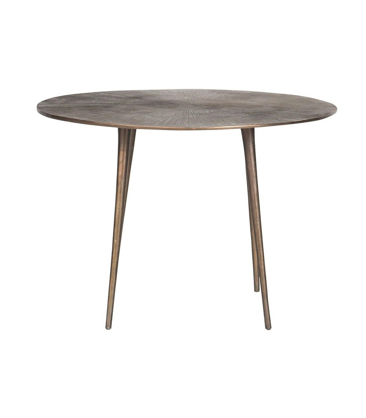 - Table basse ronde métallisée Soleil Diam. 68cm - Marron