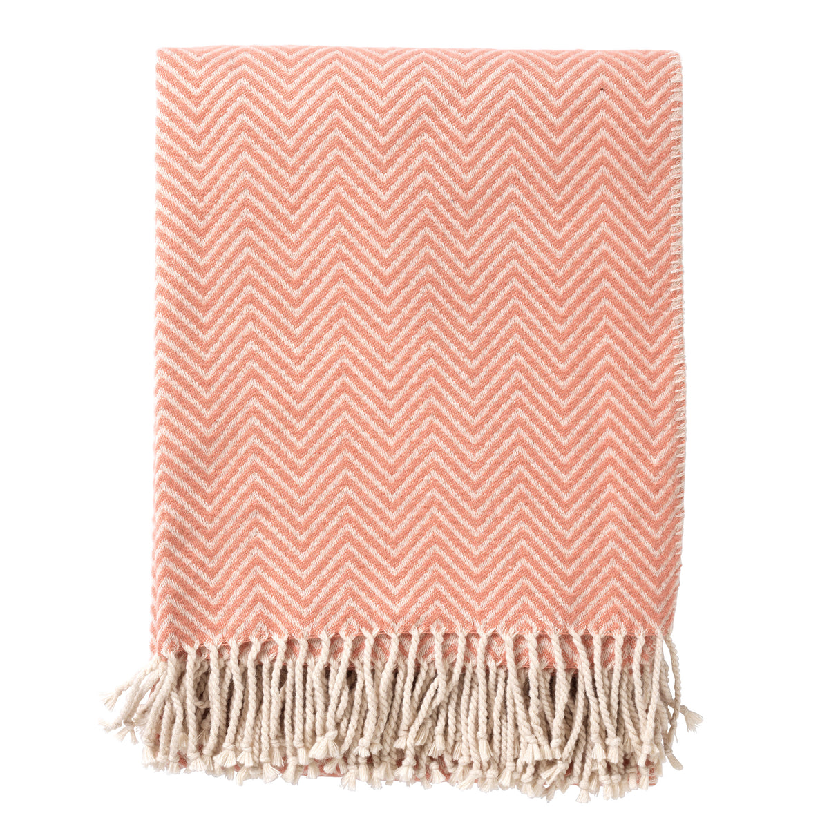 EVONY - Plaid 140 x180 cm - deken met zigzag patroon en franjes - Muted Clay - roze