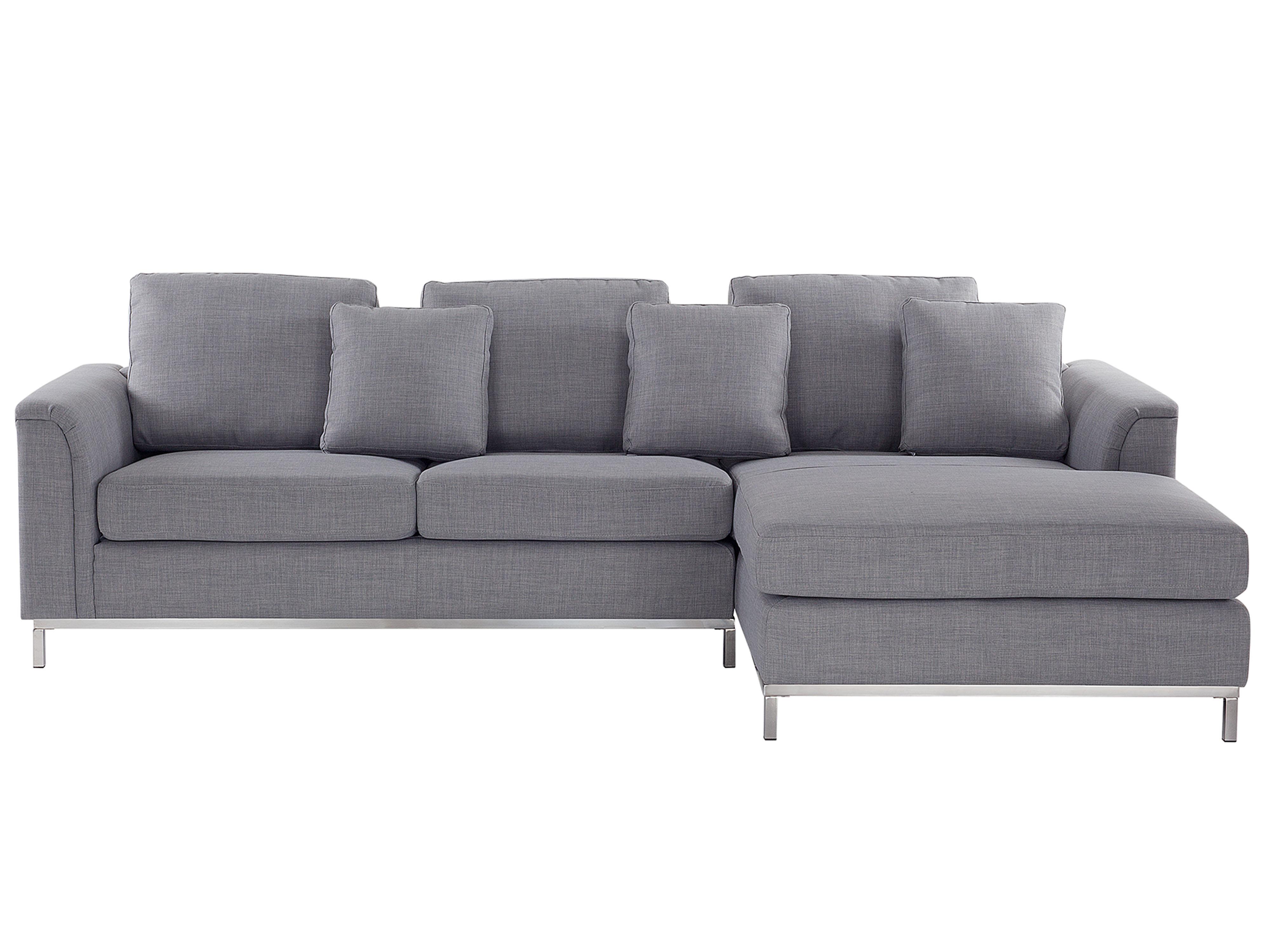 Corner Sofa 4 Seater OSLO Fabric Light Grey Left Hand