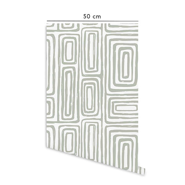 Papier peint adhésif ligne d'encre vert en vinyle lavable et amovible - 1 rouleau 50x300 cm - Decochic