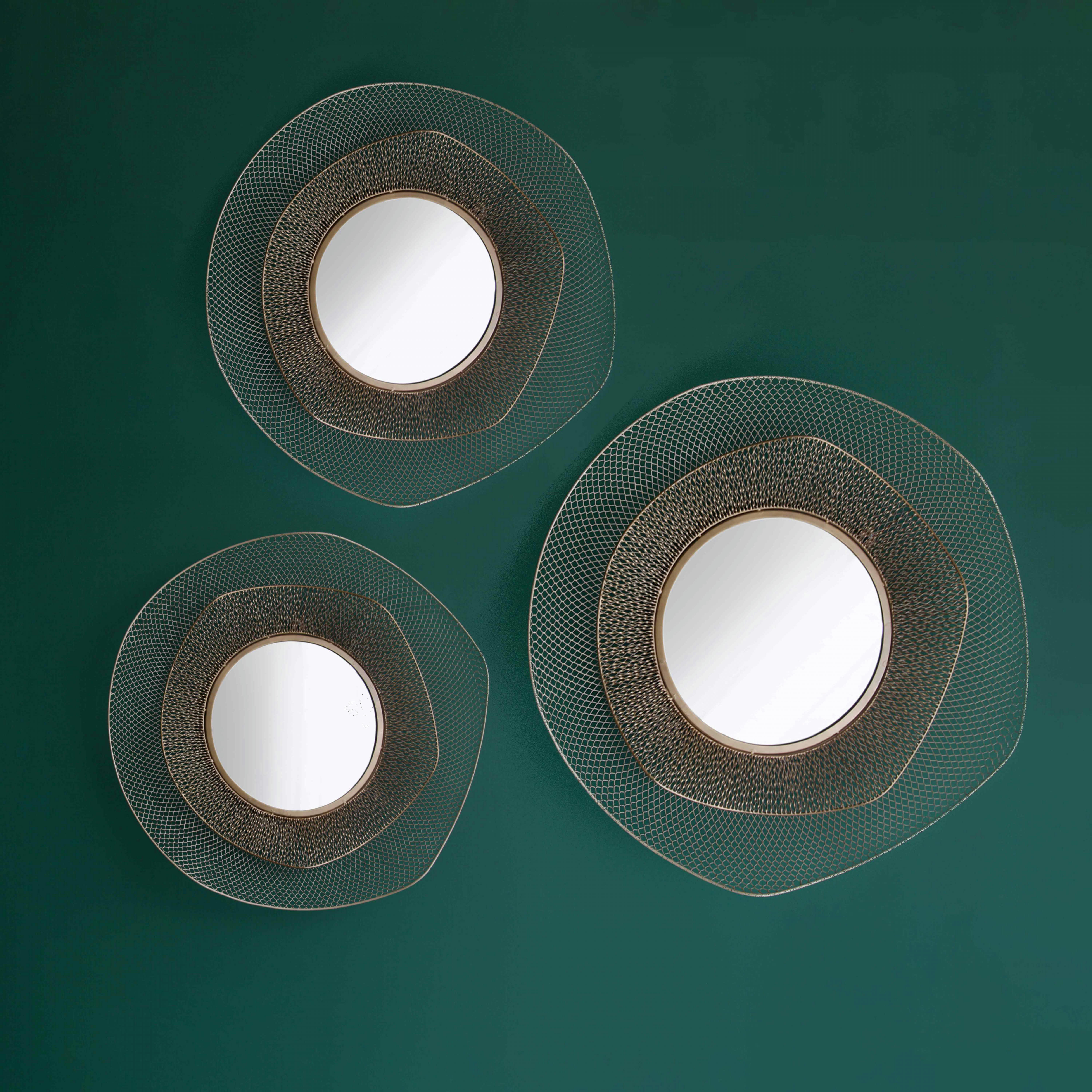 - Lot de 3 miroirs en métal forme organique 31 cm