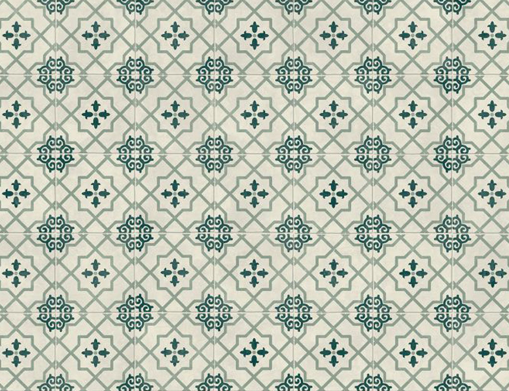 PVC Calypso Tile Blau, Weiß