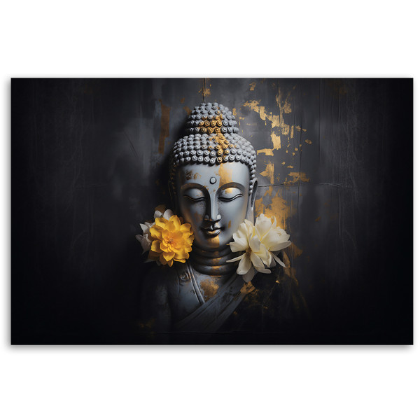Feeby Fototapeta, Szary budda i kwiaty 150x105