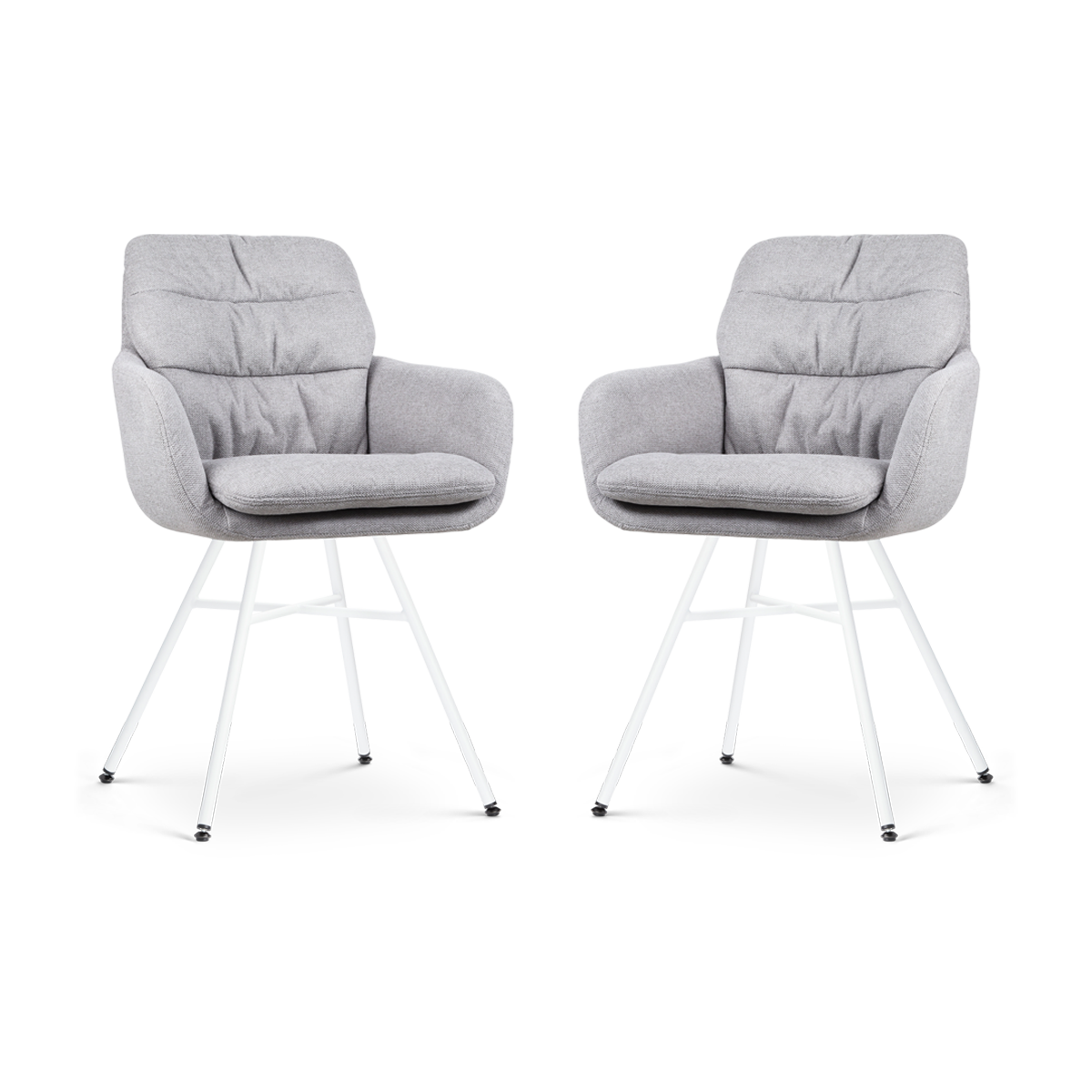 Nolon Noa-Mia Eetkamerstoelen Set van 2 - Grijs - Witte Poten