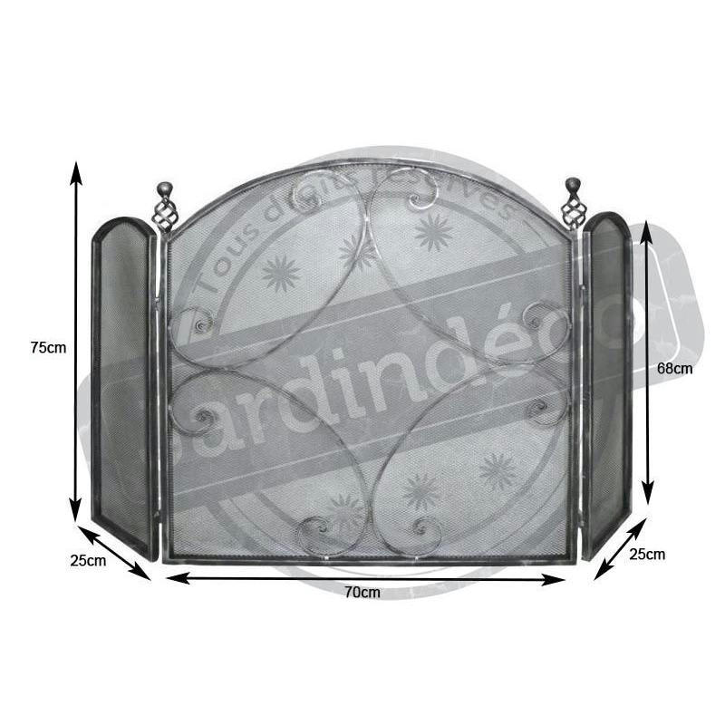 - Pare-feu 3 panneaux manoir en fer forgé