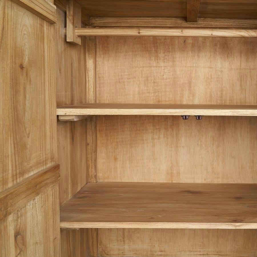 - Armoire en manguier naturel 100x40x160 cm, 2 portes et 4 tiroirs