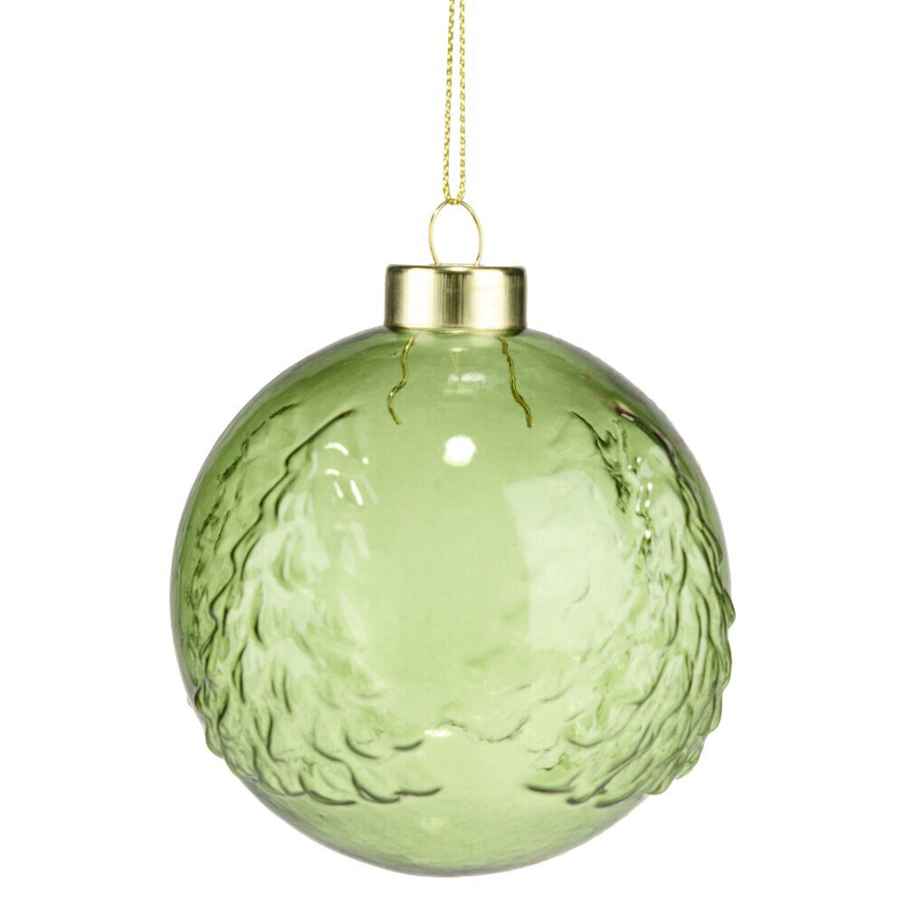 Boule de No&euml;l en verre relief Ø8cm (3 modèles)
