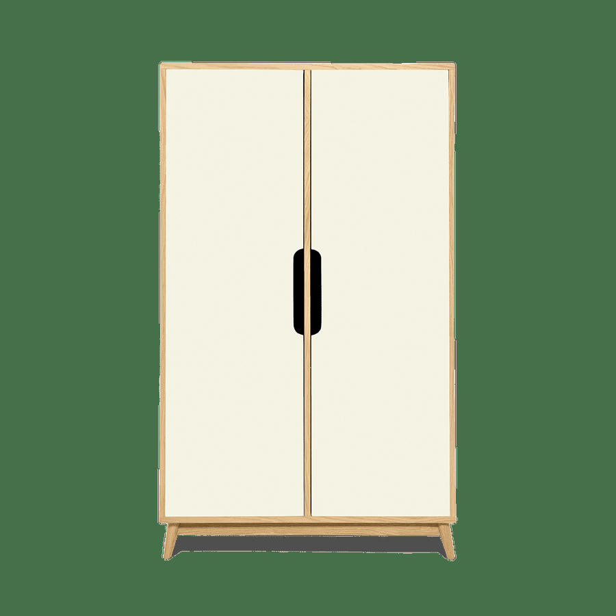 FLAK - Petite penderie couleur chene et blanc sable, 2 portes - 141*86*40