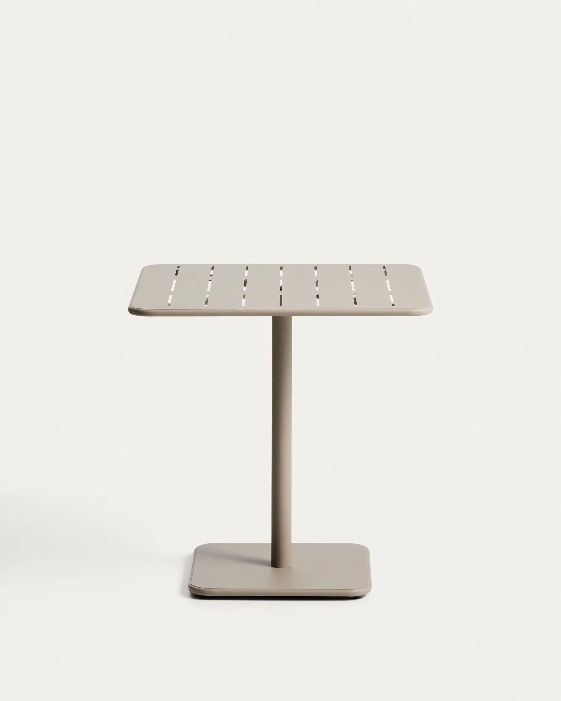 Brai outdoor table in taupe galvanised steel 70 x 70cm