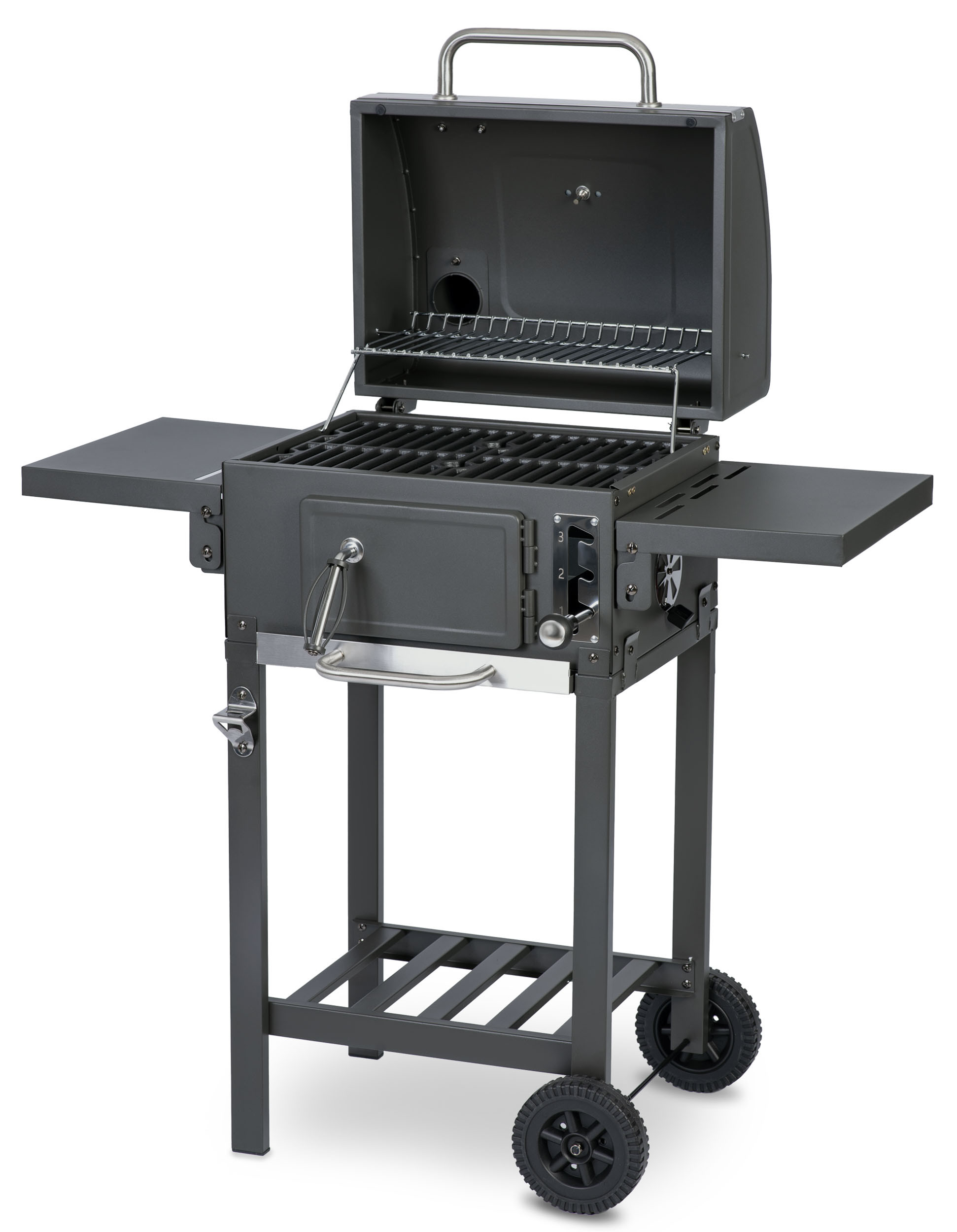Grill węglowy ogrodowy żeliwny ruszt z pokrywą popielnik Berdsen