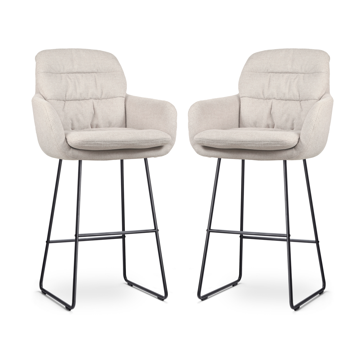 Nolon Nino-Mia Barkrukken Set van 2 - Beige - Zwart - 75 cm