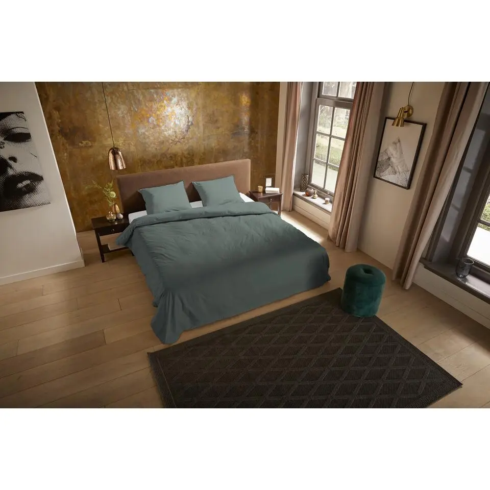 Pure dekbedovertrek effen kleur - 2 persoons 200x200/220 cm - Groen - Microvezel