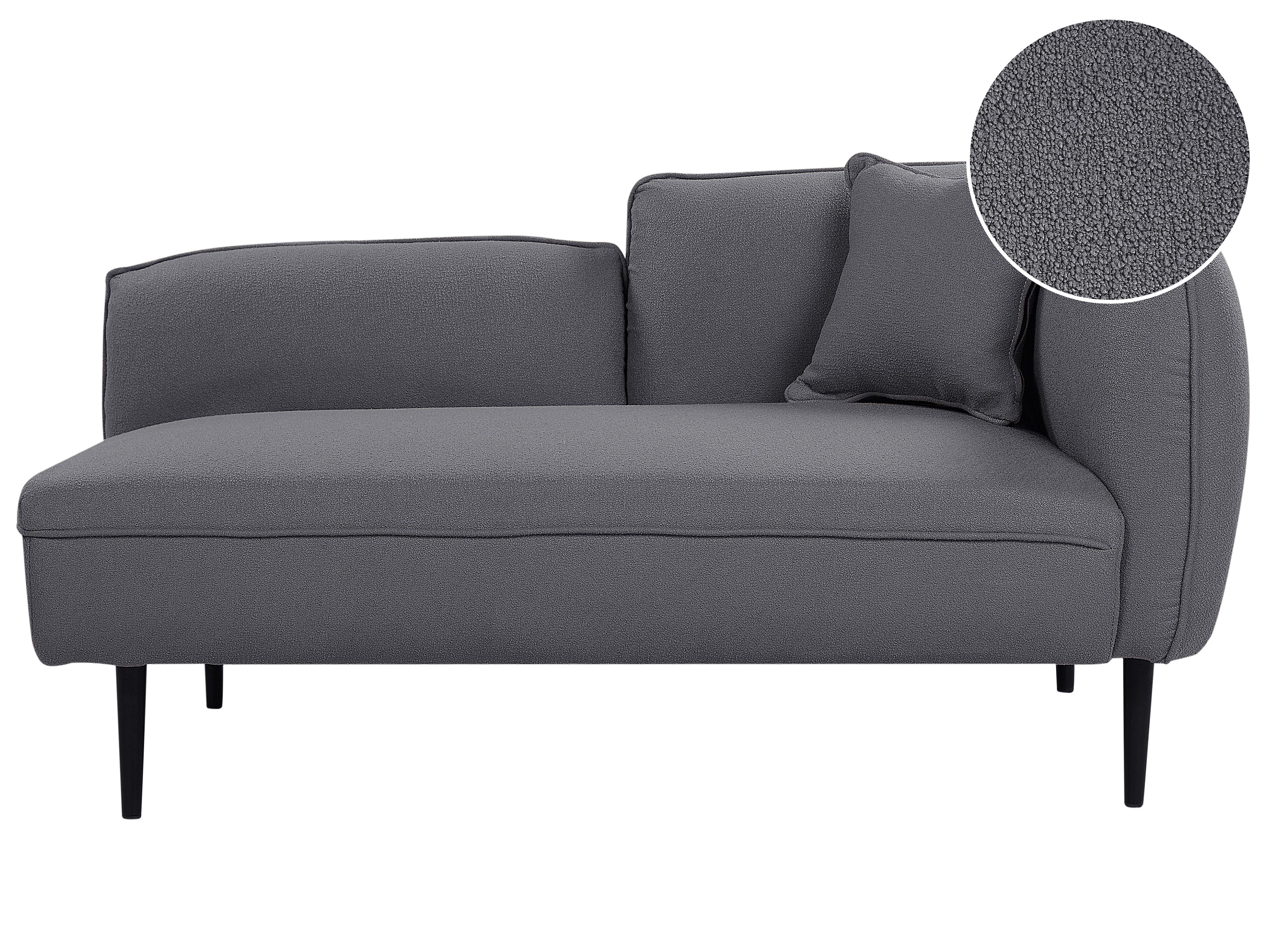 Left-Hand Chaise Longue CHEVANNES Boucle Dark Grey