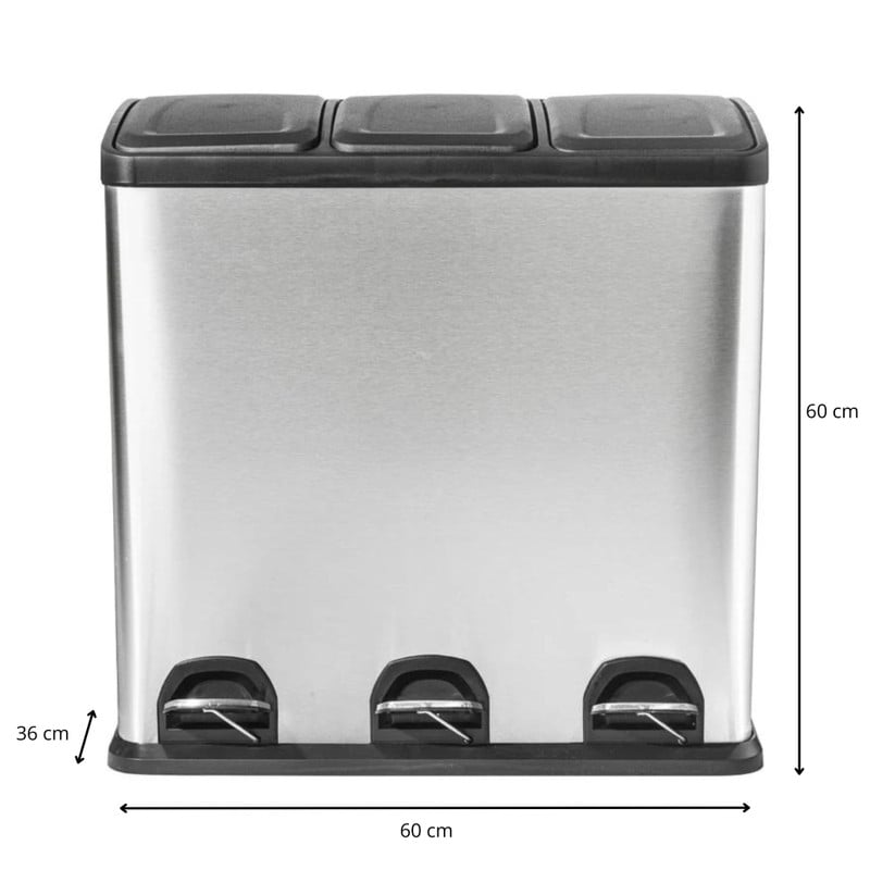 Pedaalemmer 3 vakken - 3x20 liter