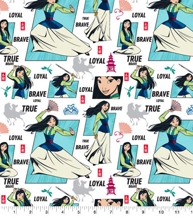 Princess Mulan Hero Disney Cotton Fabric