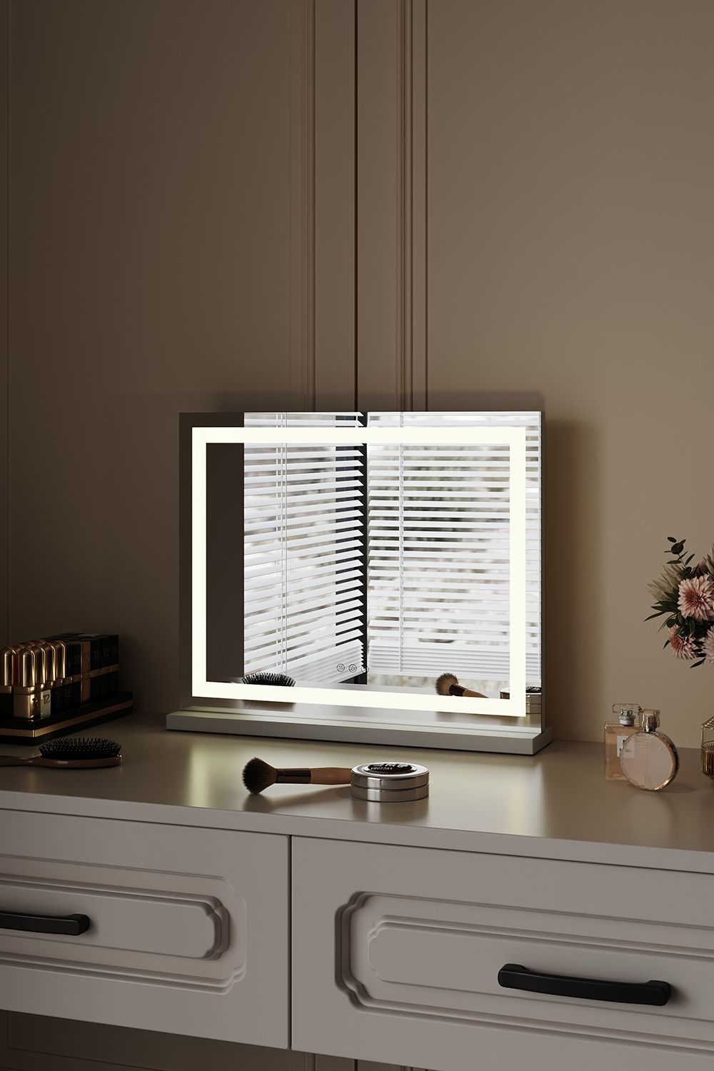 H&O Direct Rectangle Hollywood Lighted LED Makeup Mirror