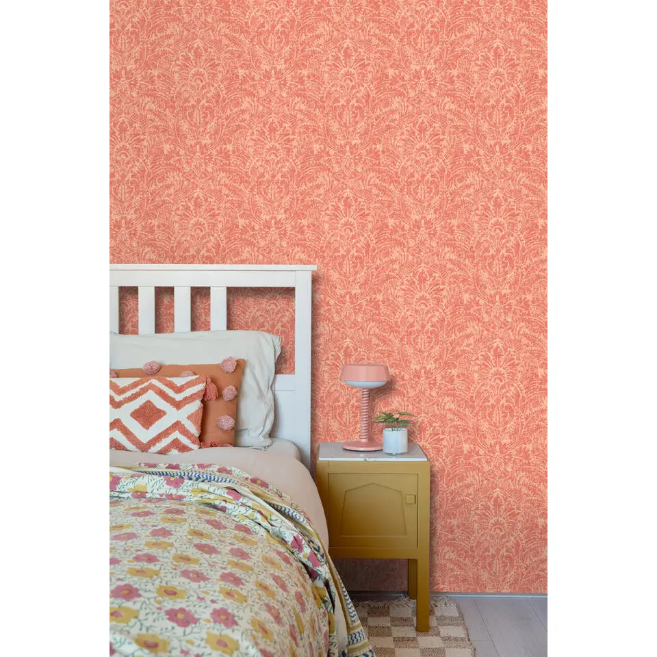 ESTAhome behang ornamenten zalm roze - 50 x 900 cm