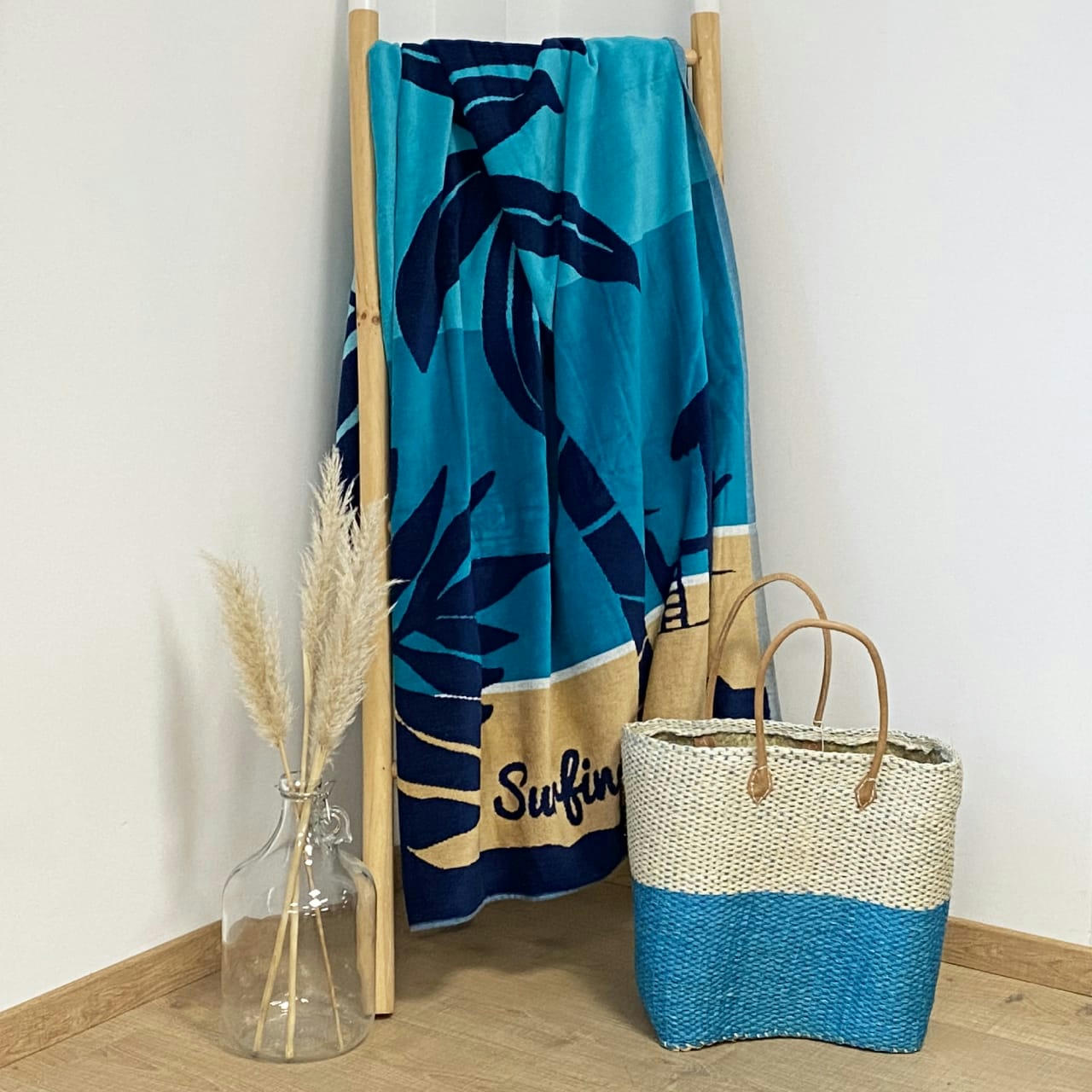 PLAGE - Serviette de plage éponge velours Jacquard Harrington 140x180 400g/m²