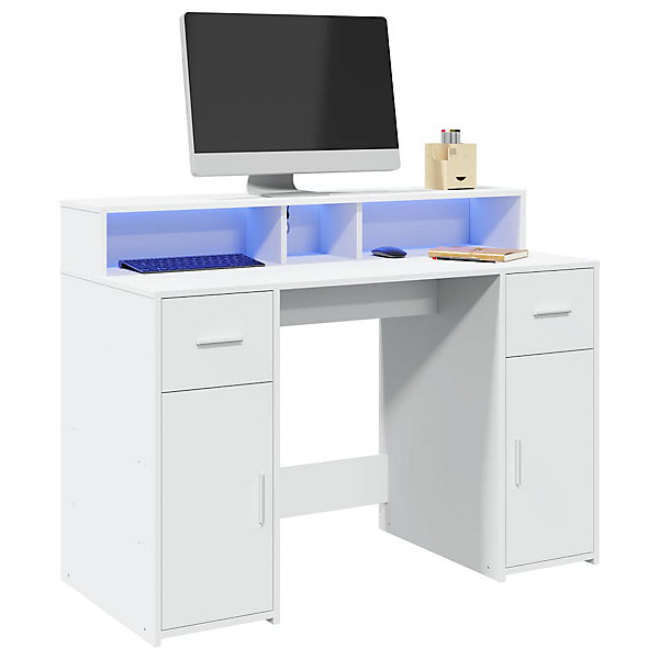 Bureau avec lumières LED blanc 120x55x91 cm bois d'ingénierie vidaXL