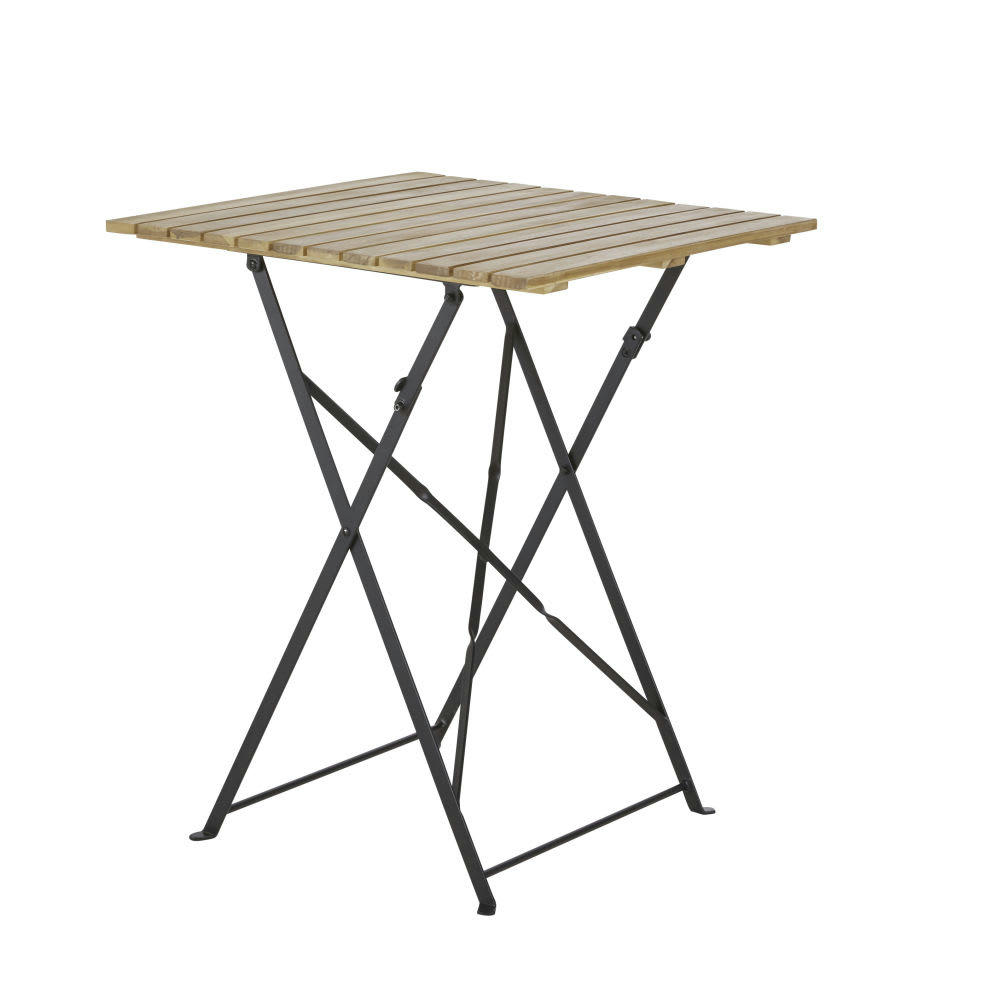 Gusto Business - Table de jardin professionnelle en métal noir et acacia L60