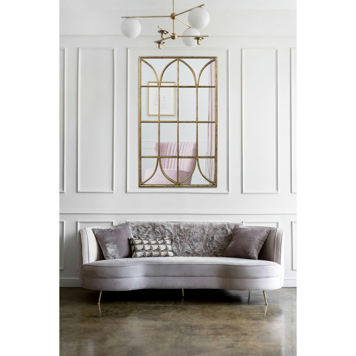 FENÊTRE - Miroir fenêtre en métal or 65x110