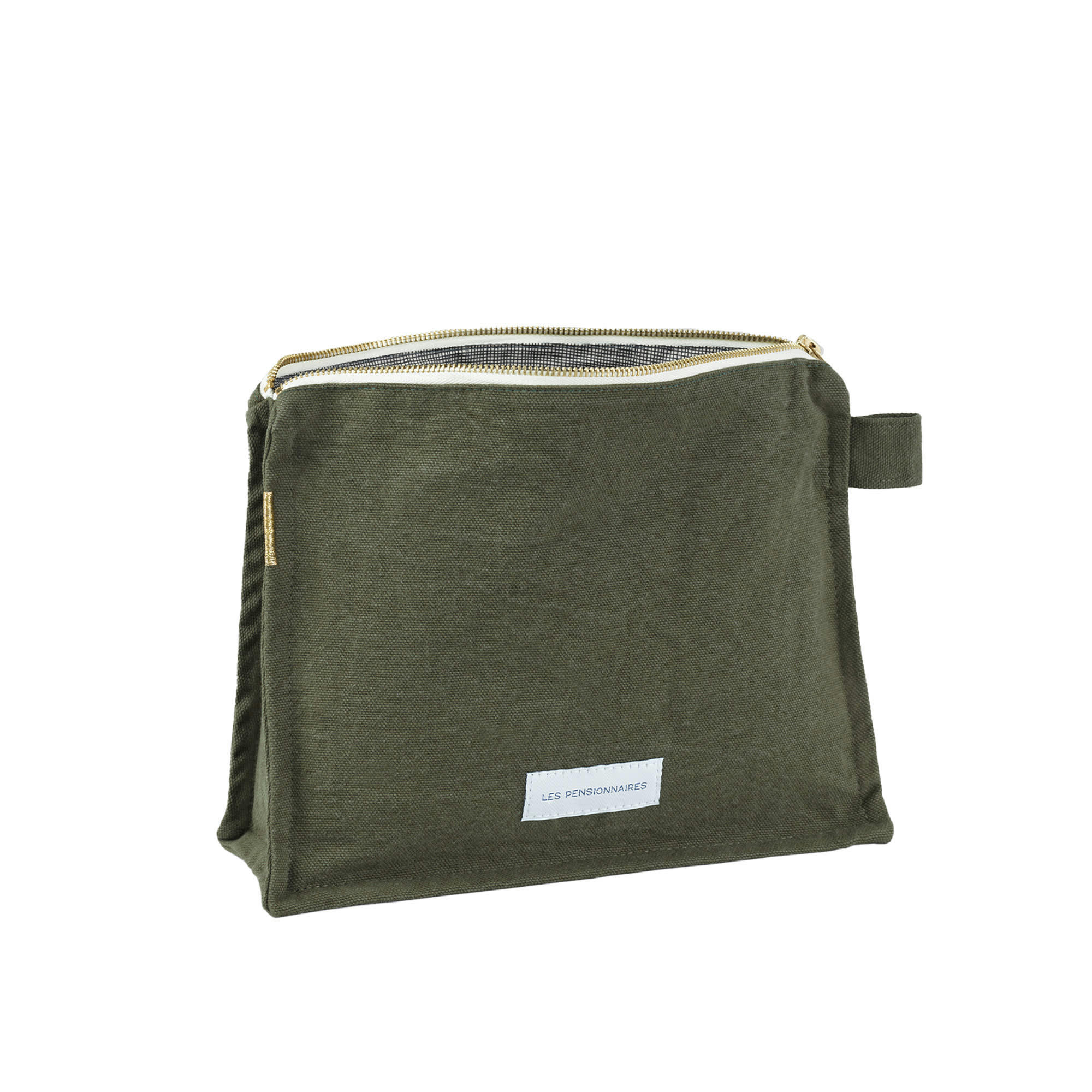 - Trousse de toilette en toile de coton bio vert câpre