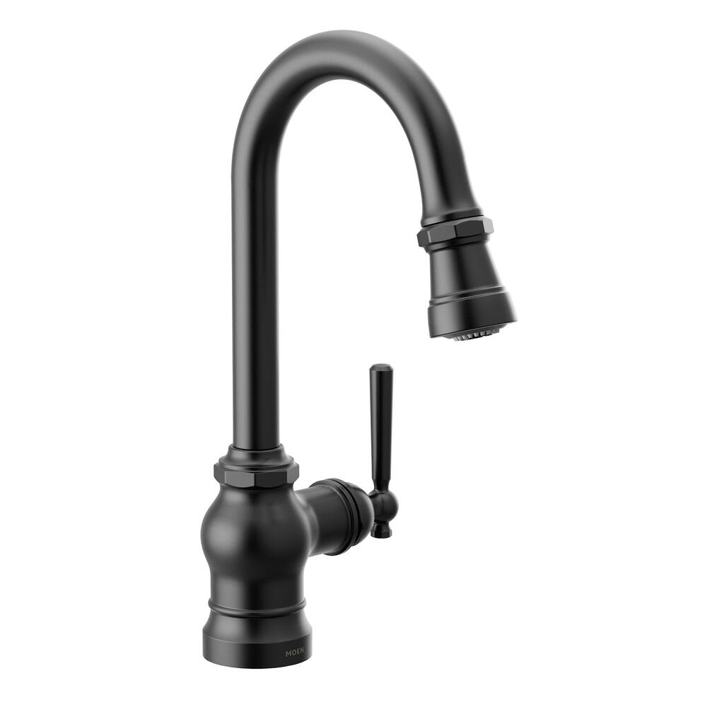 Moen® Paterson Single Handle High Arc Single Mount Pull Down Sprayer Kitchen Faucet with Power Clean, Matte Black