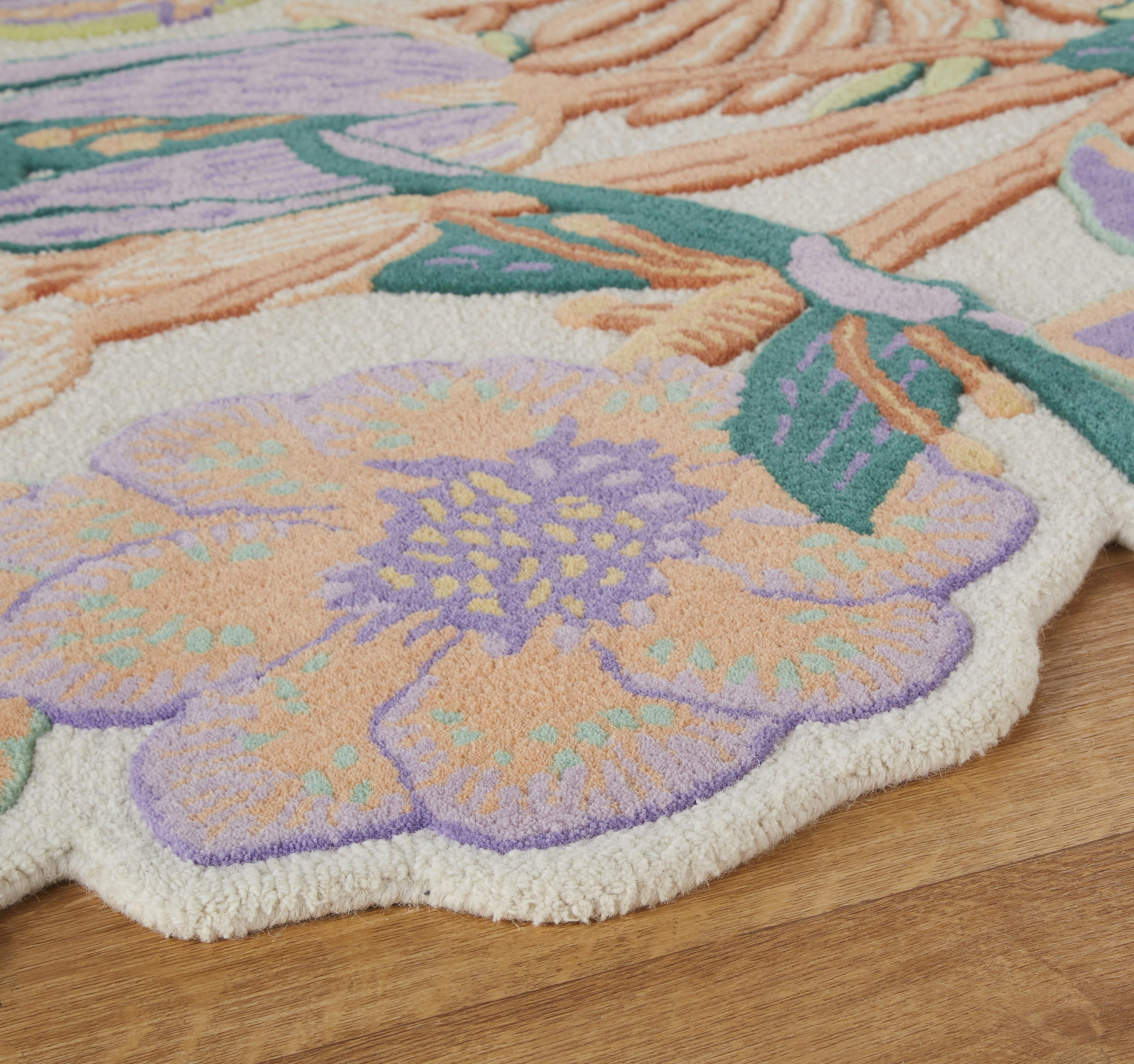 NOELIA - Tapis en laine à motif floral tufté multicolore160x210