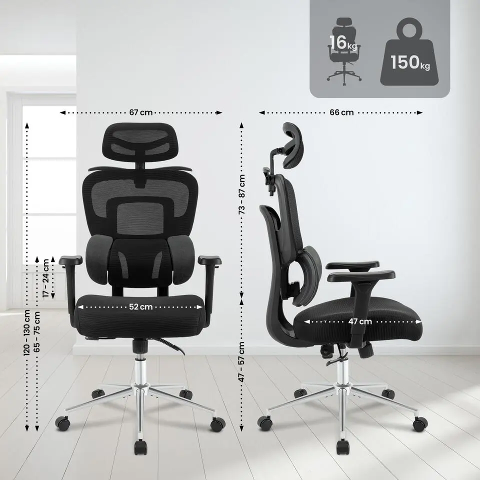 CLP Bureaustoel Lothenda chroom Frame - Stof - zwart