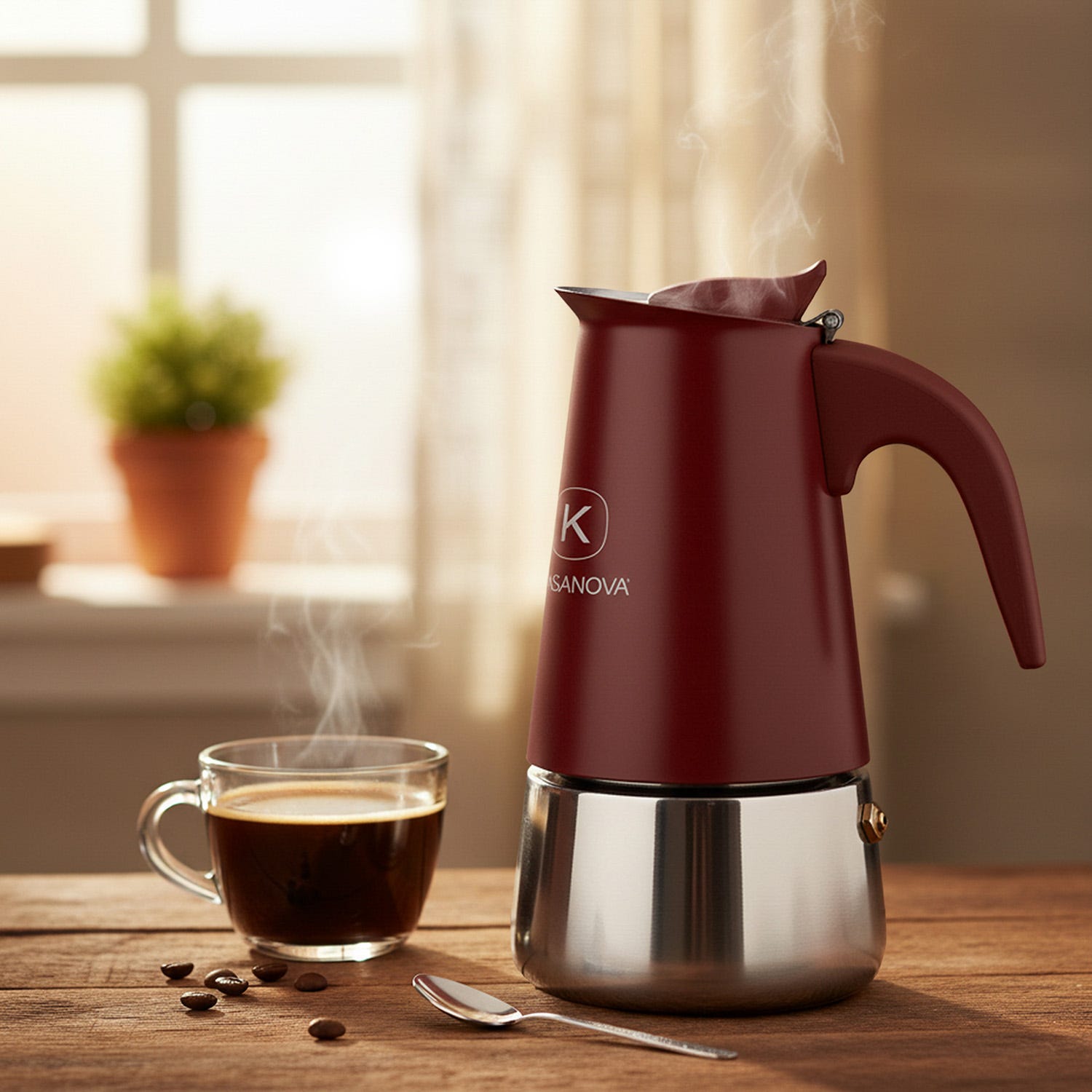 Caffettiera induzione 4 tazze rosso